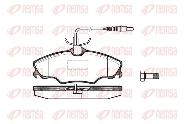 REMSA 0603.04 Brake pad set Front Axle, incl. wear warning contact, with adhesive film, with bolts/screws, with accessories