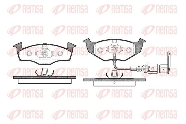 REMSA 0609.11 Brake pad set Front Axle, incl. wear warning contact, with adhesive film, with accessories, with spring
