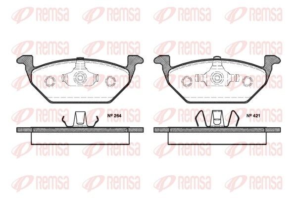 23131 REMSA Front Axle, with adhesive film, with accessories, with spring Height: 54,7mm, Thickness: 19,8mm Brake pads 0633.20 buy