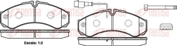 REMSA 0651.32 Brake pad set Rear Axle, incl. wear warning contact, with adhesive film, with bolts/screws, with accessories