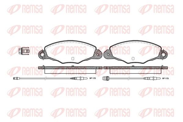 REMSA 0659.04 Brake pad set Front Axle, incl. wear warning contact, with adhesive film, with bolts/screws, with accessories, with spring