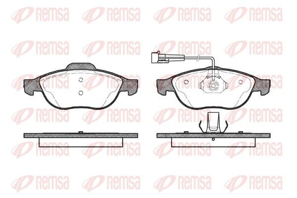 REMSA 0660.02 Brake pad set Front Axle, incl. wear warning contact, with adhesive film, with accessories, with spring