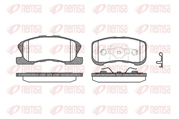 REMSA 0720.02 Brake pad set Front Axle, incl. wear warning contact, with adhesive film, with accessories, with spring