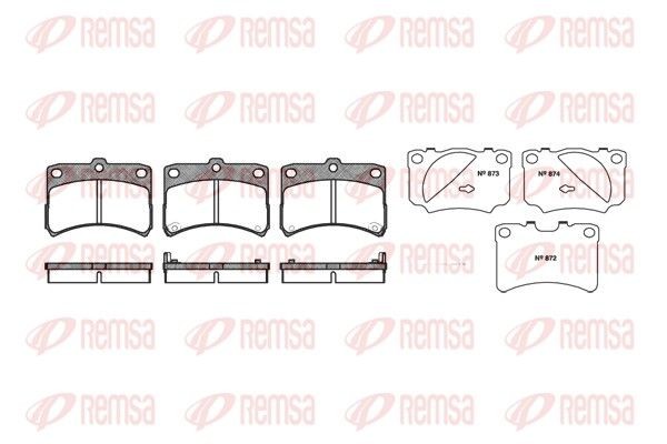 REMSA 0723.02 Brake pad set Front Axle, incl. wear warning contact, with adhesive film, with accessories