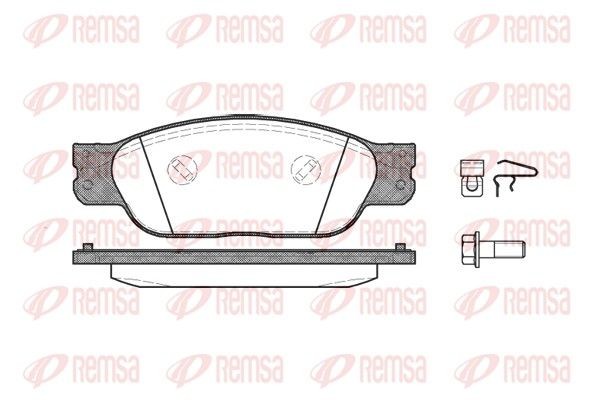 REMSA 0731.00 Brake pad set Front Axle, with adhesive film, with bolts/screws, with accessories, with spring