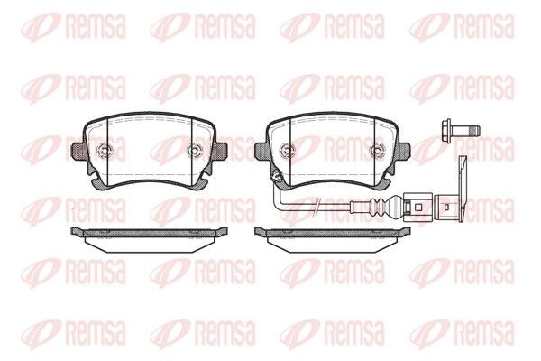 REMSA 0897.11 Brake pad set Rear Axle, incl. wear warning contact, with adhesive film, with bolts/screws, with accessories
