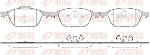 REMSA 1082.00 Brake pad set Front Axle, with adhesive film, with accessories, with spring