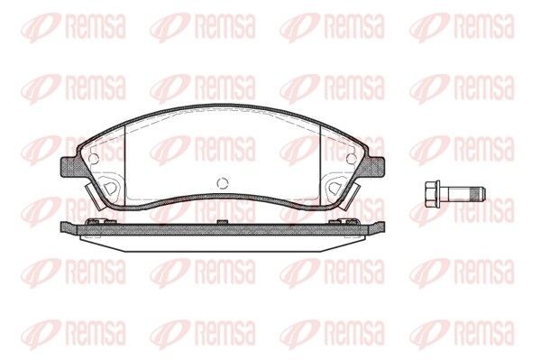REMSA 1086.08 Brake pad set Front Axle, incl. wear warning contact, with adhesive film, with bolts/screws, with accessories