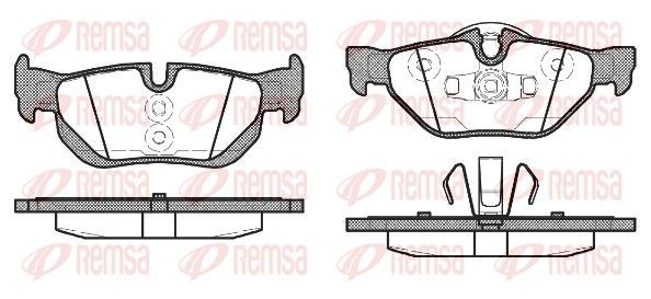 1145.10 REMSA Brake pad set BMW Rear Axle, prepared for wear indicator, with adhesive film, with accessories, with spring