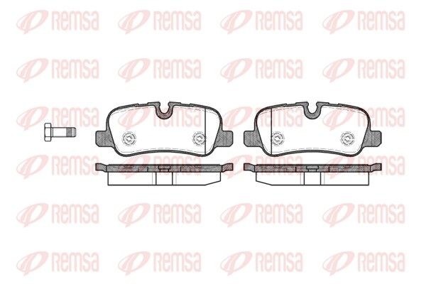 REMSA 1159.00 Brake pad set Rear Axle, prepared for wear indicator, with adhesive film, with bolts/screws, with accessories