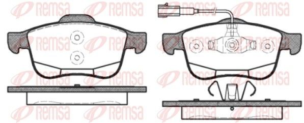 REMSA 1183.12 Brake pad set Front Axle, incl. wear warning contact, with adhesive film, with accessories, with spring
