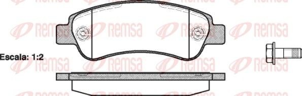 REMSA 1238.00 Brake pad set Rear Axle, with adhesive film, with bolts/screws, with accessories