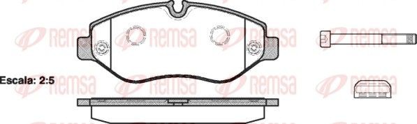 REMSA 1245.00 Brake pad set Front Axle, prepared for wear indicator, with adhesive film, with bolts/screws, with accessories