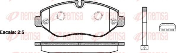 REMSA 1245.10 Brake pad set Front Axle, prepared for wear indicator, with adhesive film, with bolts/screws, with accessories