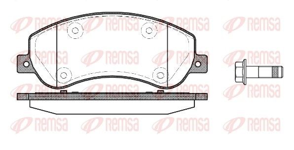 REMSA 1250.00 Brake pad set Front Axle, with adhesive film, with bolts/screws, with accessories