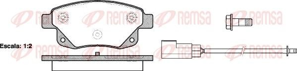 PCA125202 REMSA Rear Axle, incl. wear warning contact, with bolts/screws, with accessories Height: 53,7mm, Thickness: 17mm Brake pads 1252.02 buy