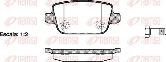 REMSA 1256.00 Brake pad set Rear Axle, with adhesive film, with bolts/screws, with accessories