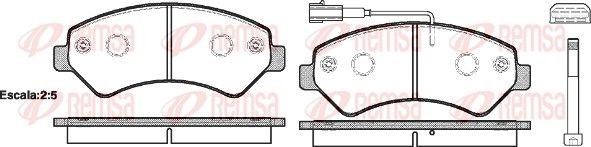 REMSA 1275.01 Brake pad set Front Axle, incl. wear warning contact, with adhesive film, with bolts/screws, with accessories