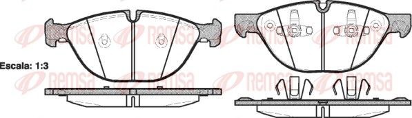 REMSA 1298.00 Brake pad set Front Axle, with adhesive film, with accessories, with spring