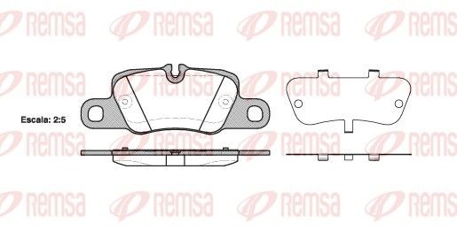 1401.00 REMSA Brake pad set PORSCHE Rear Axle, excl. wear warning contact, prepared for wear indicator, with adhesive film, with accessories
