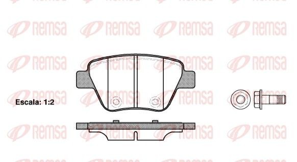 REMSA 1420.00 Brake pad set Rear Axle, with adhesive film, with bolts/screws, with accessories
