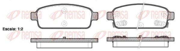 PCA143202 REMSA Rear Axle, with acoustic wear warning, with adhesive film, with accessories Height: 42,8mm, Thickness: 16,2mm Brake pads 1432.02 buy