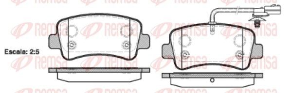 REMSA 1439.01 Brake pad set Rear Axle, incl. wear warning contact, with adhesive film, with accessories