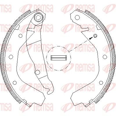 REMSA 4088.00 Brake Shoe Set Rear Axle, Ø: 200 x 46 mm, with accessories, with lever