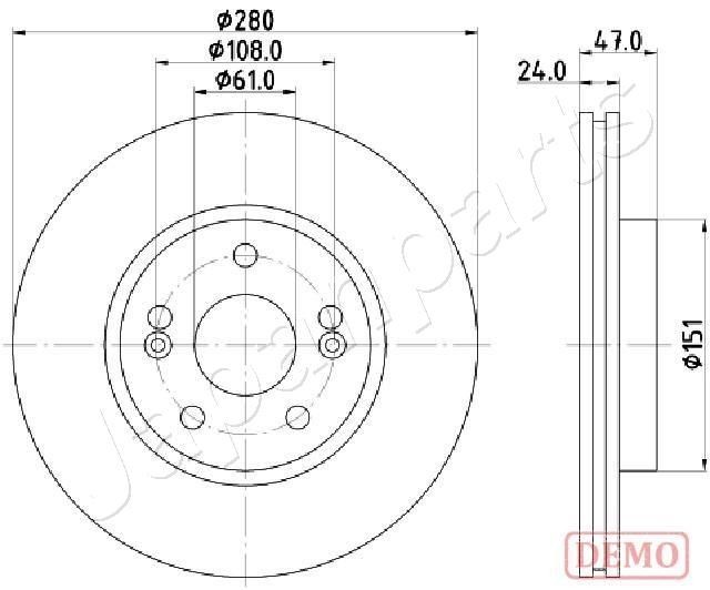 JAPANPARTS DI-146 Brake disc Front Axle, 254x20mm, 4x61, Vented