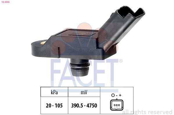 FACET 10.3005 Air Pressure Sensor, height adaptation Pressure from 20 kPa, Pressure to 105 kPa, Made in Italy - OE Equivalent