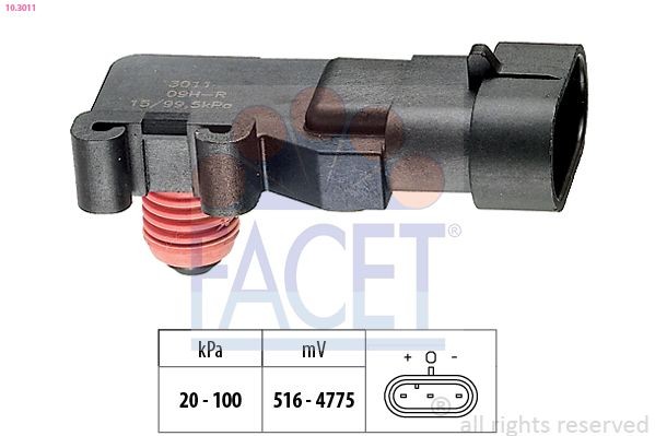 FACET 10.3011 Air Pressure Sensor, height adaptation Pressure from 20 kPa, Pressure to 100 kPa, Made in Italy - OE Equivalent