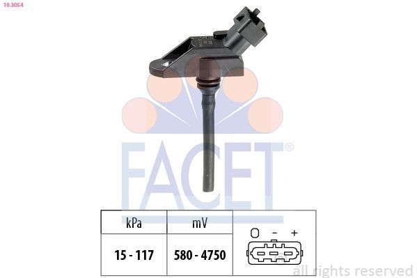 EPS 1.993.054 FACET Pressure from 15 kPa, Pressure to 117 kPa, Made in Italy - OE Equivalent Air Pressure Sensor, height adaptation 10.3054 buy