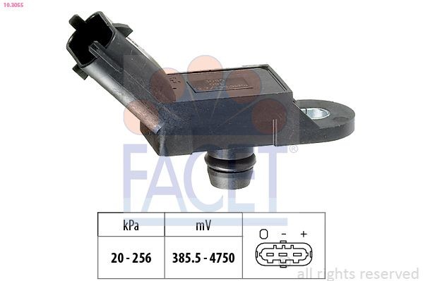 EPS 1.993.055 FACET Pressure from 20 kPa, Pressure to 256 kPa, Made in Italy - OE Equivalent Air Pressure Sensor, height adaptation 10.3055 buy