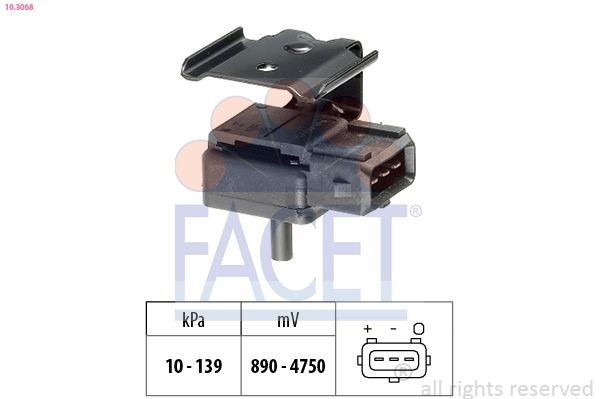 EPS 1.993.068 FACET Pressure from 10 kPa, Pressure to 139 kPa, Made in Italy - OE Equivalent Air Pressure Sensor, height adaptation 10.3068 buy
