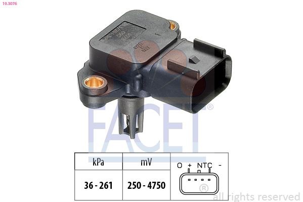FACET 10.3076 Air Pressure Sensor, height adaptation Pressure from 36 kPa, Pressure to 261 kPa, Made in Italy - OE Equivalent