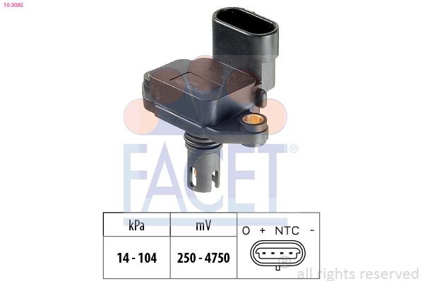 EPS 1.993.085 FACET Pressure from 14 kPa, Pressure to 104 kPa, Made in Italy - OE Equivalent Air Pressure Sensor, height adaptation 10.3085 buy