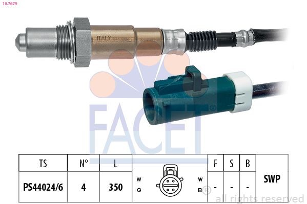 FACET 10.7679 Lambda sensor Made in Italy - OE Equivalent, Heated, Planar probe, Thread pre-greased, 4