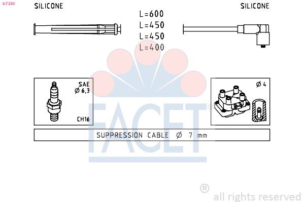 FACET 4.7100 Ignition Cable Kit Made in Italy - OE Equivalent