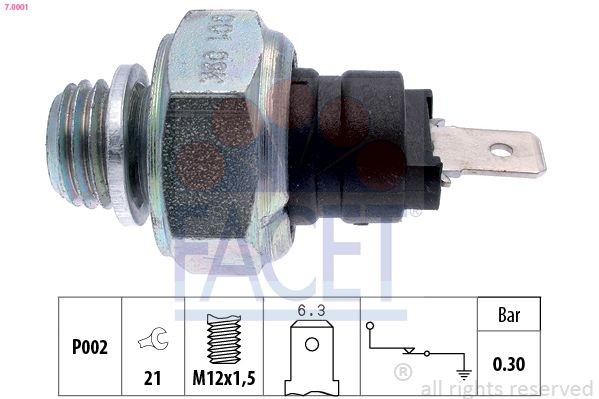 Oil Pressure Switch FACET 7.0001 - Fiat 500 Estate Sensors, relays, control units spare parts order