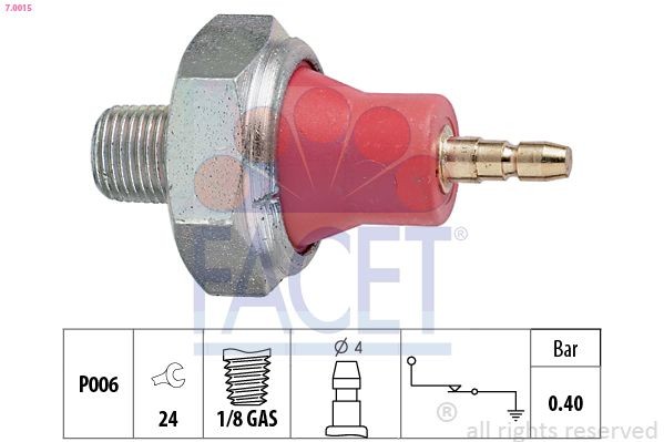 FACET 7.0015 Oil Pressure Switch 1/8 GAS, Made in Italy - OE Equivalent