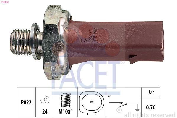 7.0132 FACET Engine electrics DODGE M10x1, 1 bar, Made in Italy - OE Equivalent