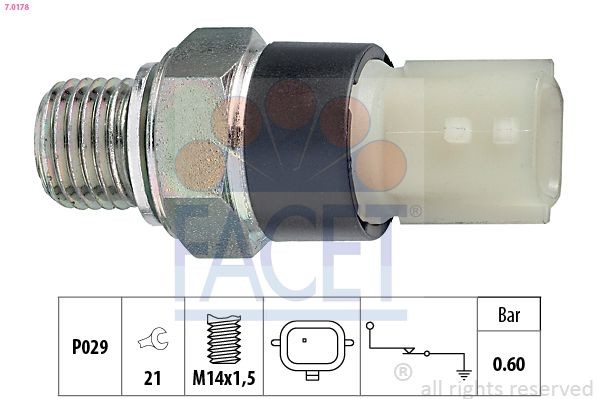 FACET 7.0178 Oil Pressure Switch M14x1,5, 1 bar, Made in Italy - OE Equivalent