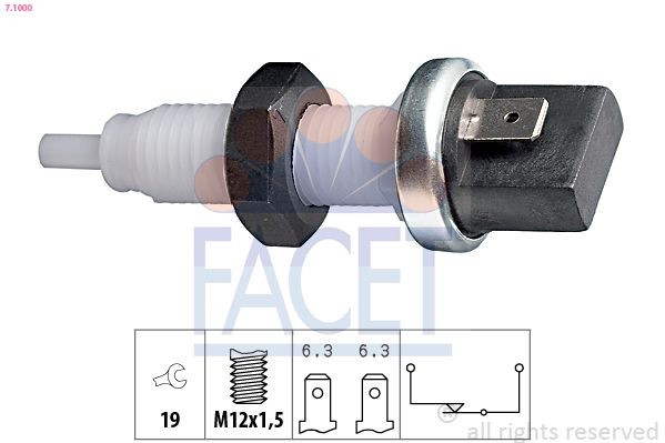 Brake Light Switch FACET 7.1000 - Fiat 128 Sensors, relays, control units spare parts order