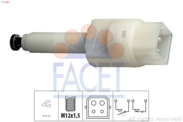 EPS 1.810.126 FACET Mechanical, M12x1,5, Made in Italy - OE Equivalent Stop light switch 7.1126 buy