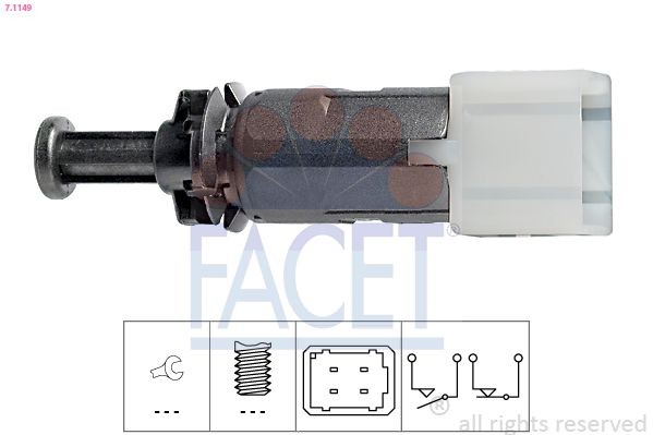 FACET 7.1149 Brake Light Switch Mechanical, Made in Italy - OE Equivalent