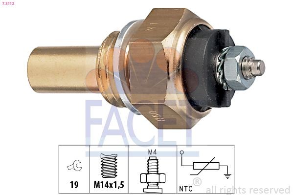 EPS 1.830.112 FACET Made in Italy - OE Equivalent Spanner Size: 19 Coolant Sensor 7.3112 buy