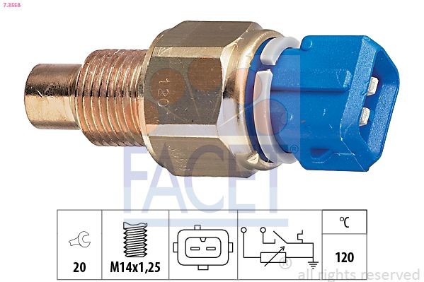 FACET 7.3558 Sensor, coolant temperature Made in Italy - OE Equivalent, blue