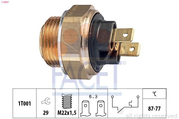 FACET 7.4132 Temperature Switch, coolant warning lamp Made in Italy - OE Equivalent
