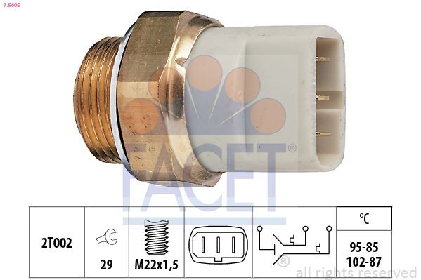 EPS 1.850.605 FACET M22x1,5, Made in Italy - OE Equivalent Radiator fan switch 7.5605 buy