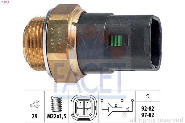 EPS 1.850.628 FACET M22x1,5, Made in Italy - OE Equivalent Radiator fan switch 7.5628 buy